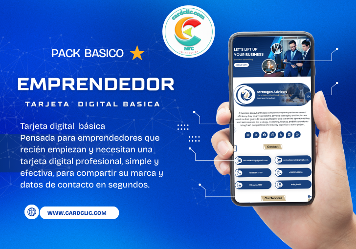 TARJETA EMPRENDEDOR ➧ ➧ ➧ 5 paquetes a elgir; deslisa ➯